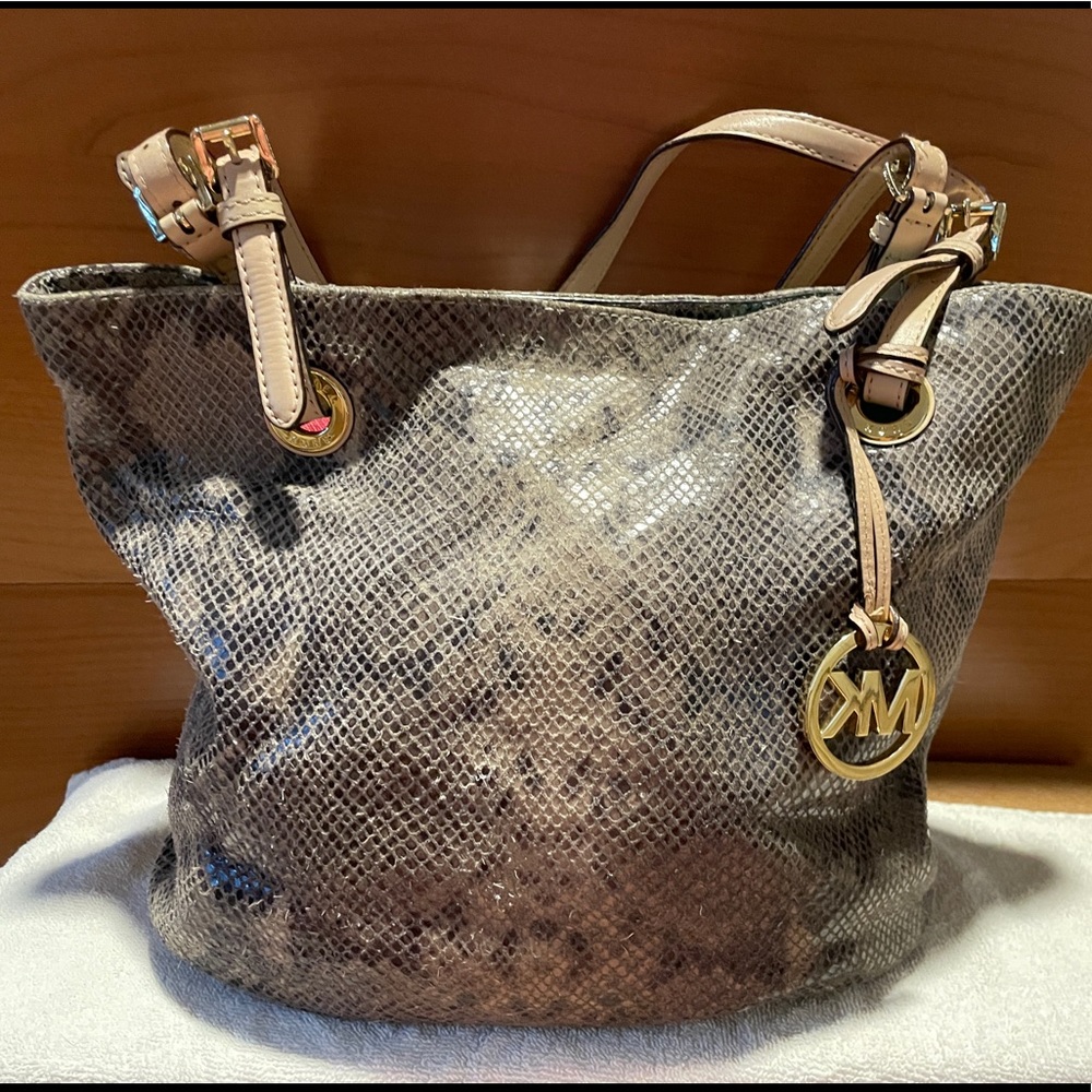 MK snake print leather